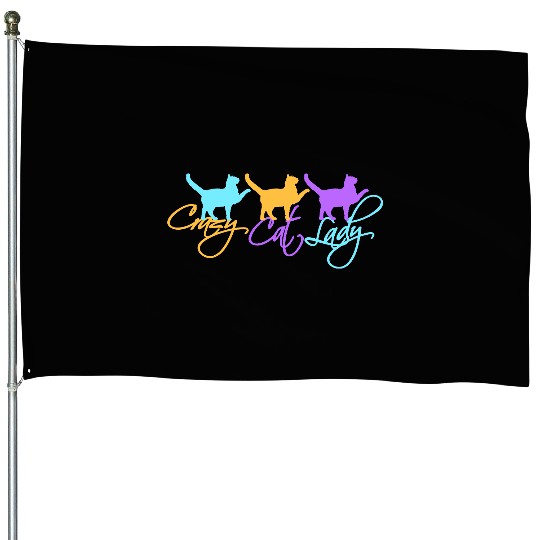Crazy Cat Lady Text Love Saying Quote Weird Woman House Flags