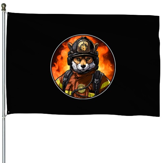 Fox Firefighter House Flags