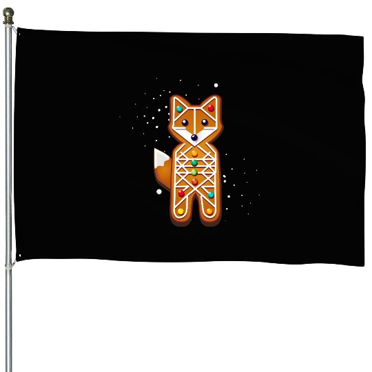 Fox gingerbread style - creative Christmas motif House Flags