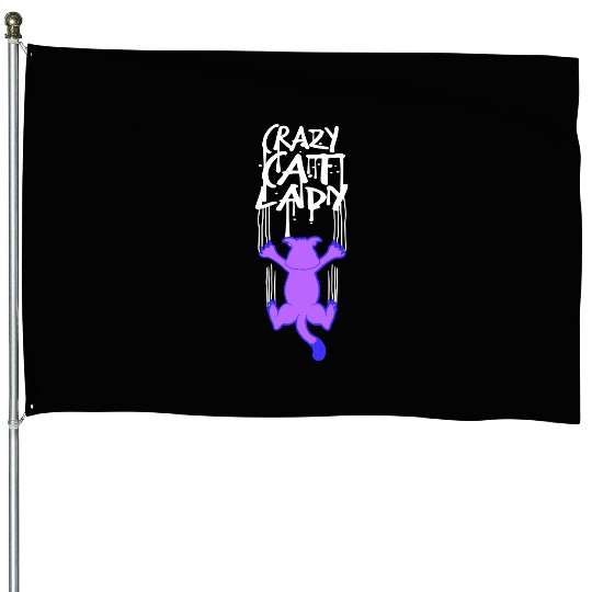 Crazy Cat Lady Text Love Saying Quote Weird Woman House Flags