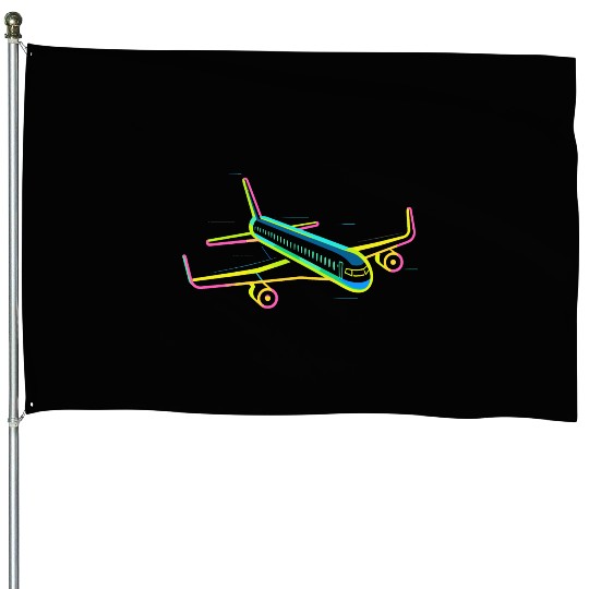 Retro Airplane Graphic House Flags