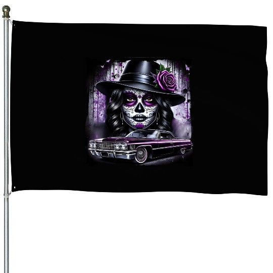 lowrider catrina Sugar skull House Flags