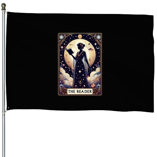 The Reader Tarot Card Reading Book lovers House Flags
