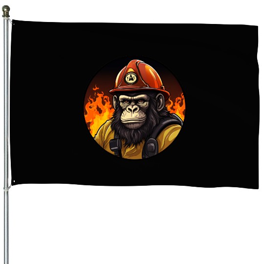 Firefighter monkey House Flags