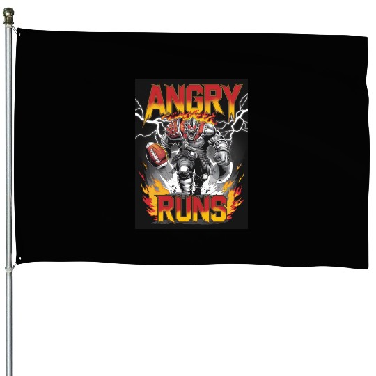Angry runs monster charging spiked football battle House Flags