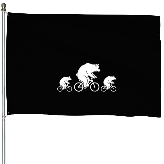 Dad of twins Funny Twin baby Bears Riding Bicycle House Flags