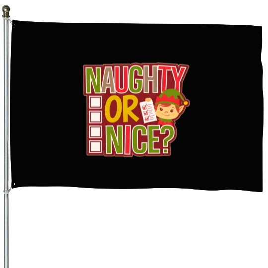 Playful Elf Naughty or Nice Holiday Fun House Flags