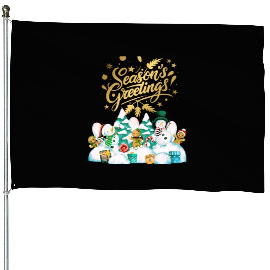 Seasons greetings with friends House Flags