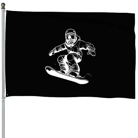 Snowboarding Guy Sketch House Flags