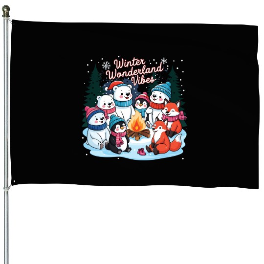 Winter Wonderland Snowflake House Flags