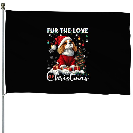 Cavalier King Charles Spaniel Christmas Tree Dog House Flags