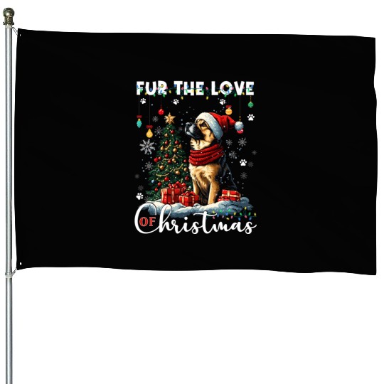German Shepherd Christmas Tree Decorations Dog House Flags