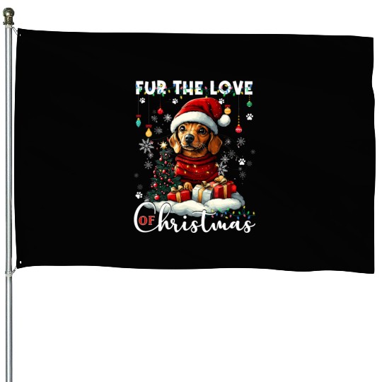 Dachshund Christmas Tree Lights Decorations Dog House Flags