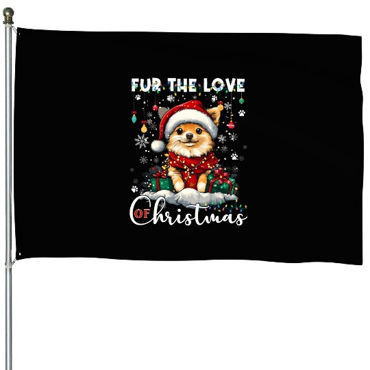 Pomeranian Christmas Tree Decorations Dog Lover House Flags