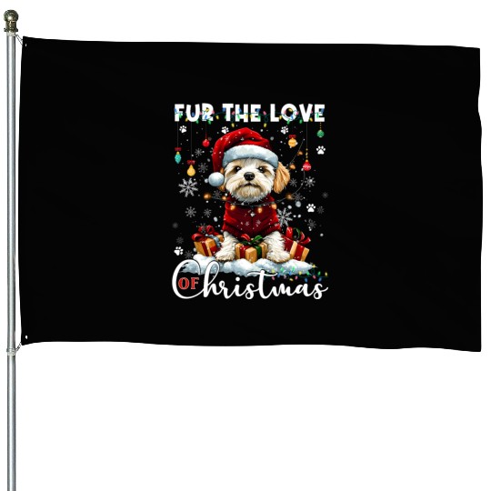 Havanese Christmas Tree Lights Decorations Dog House Flags