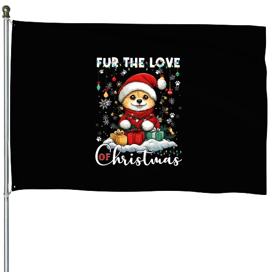 Pomeranian Christmas Tree Decorations Dog Lover House Flags