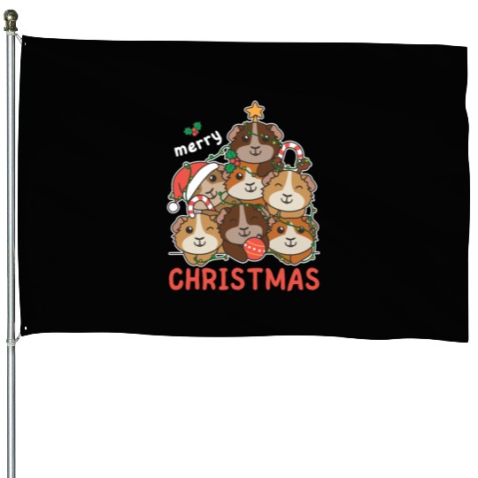 Guinea Pig Christmas Tree Merry Christmas House Flags