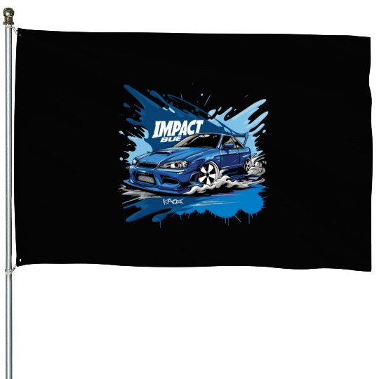 Japan D Initial Impact Blue JDM Street Racer Car House Flags