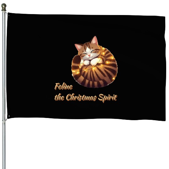 Feline Christmas Spirit House Flags