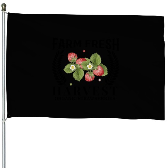 Farm Fresh Harvest, Strawberries Harvest Design House Flags