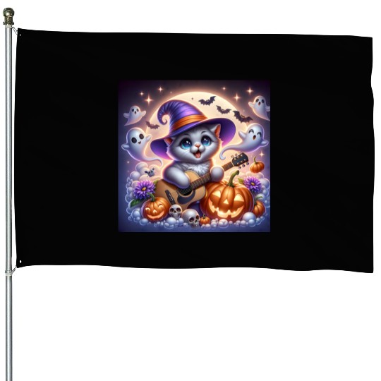 Happy Halloween cute puppy House Flags