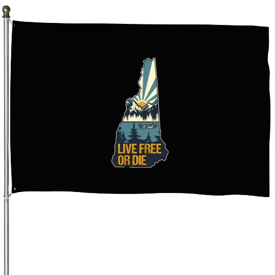 Live Free or Die Retro New Hampshire Nature House Flags