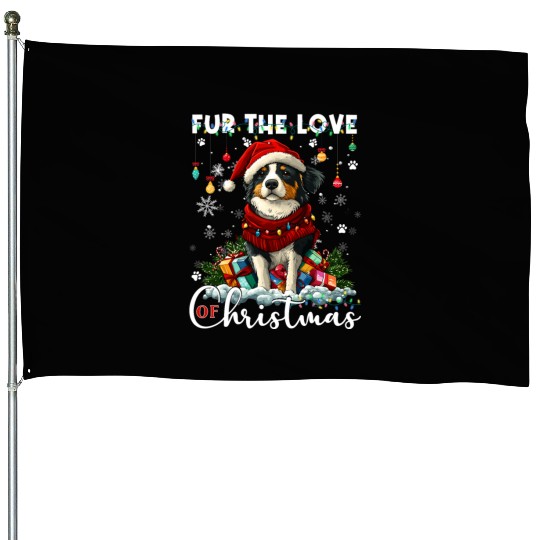 Australian Shepherd Christmas Tree Decorations Dog House Flags