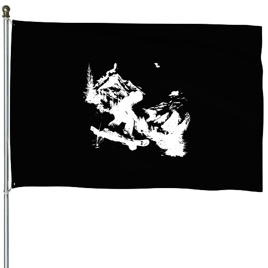 Snowboarding Graphic House Flags