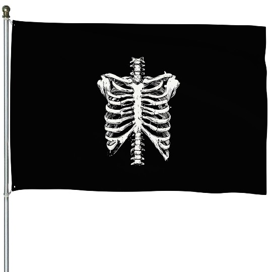 skeleton rib cage spooky halloween House Flags
