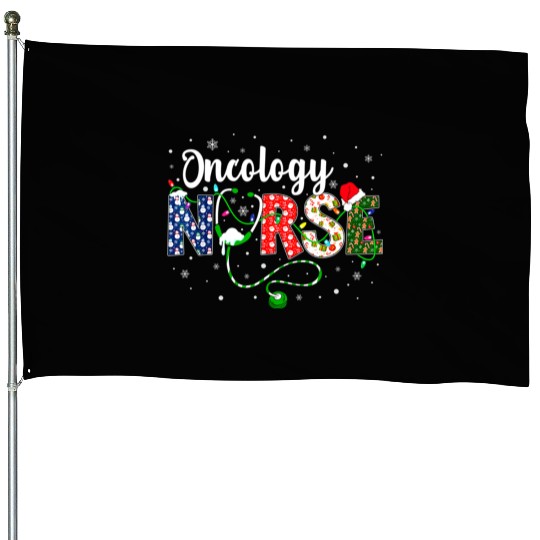 Oncology Nurse Xmas Santa Hat Nurse Christmas House Flags