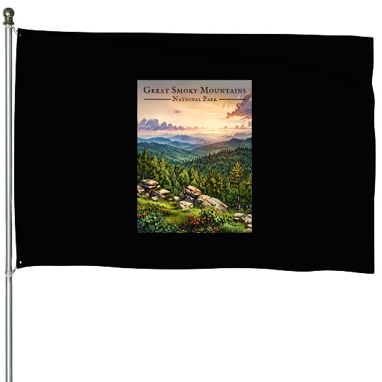 Sunset Serenity - Great Smoky Mountains House Flags