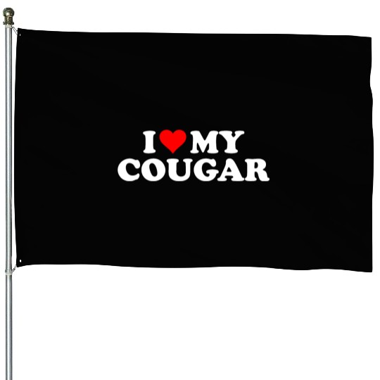 I Love Cougars Cougar Humor Valentine's Day 3BK1 House Flags