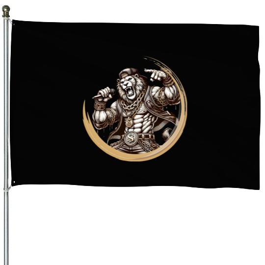 Lion in rapper style - urban design with power! House Flags