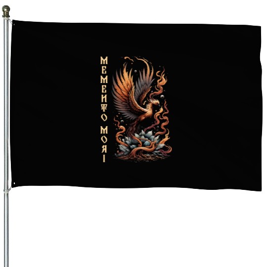 Memento Mori Phoenix Rebirth Fire Art Design House Flags