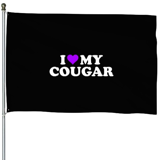 I Love Cougars Cougar Humor Valentine's Day 3BK4 House Flags