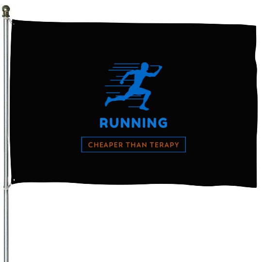 Running: Cheaper Than Therapy Fitness Running House Flags