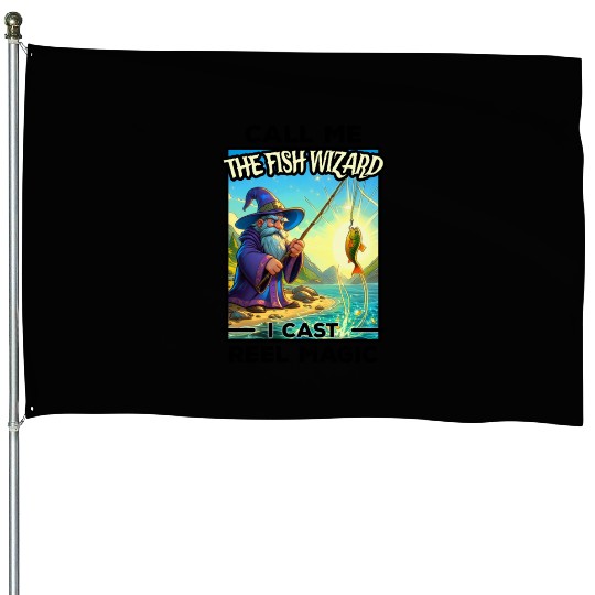 Fantasy Fishing Wizard - Reel Magic House Flags