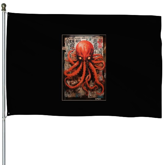 Street Art Red Octopus House Flags