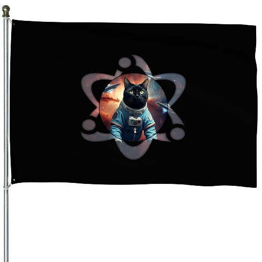 Space Cat Science House Flags