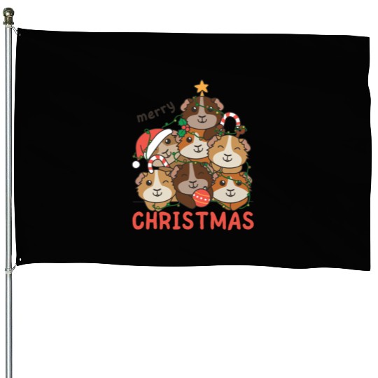 Guinea Pig Christmas Tree Merry Christmas House Flags