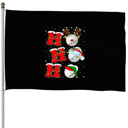 Ho Ho Ho Golf Santa Christmas House Flags