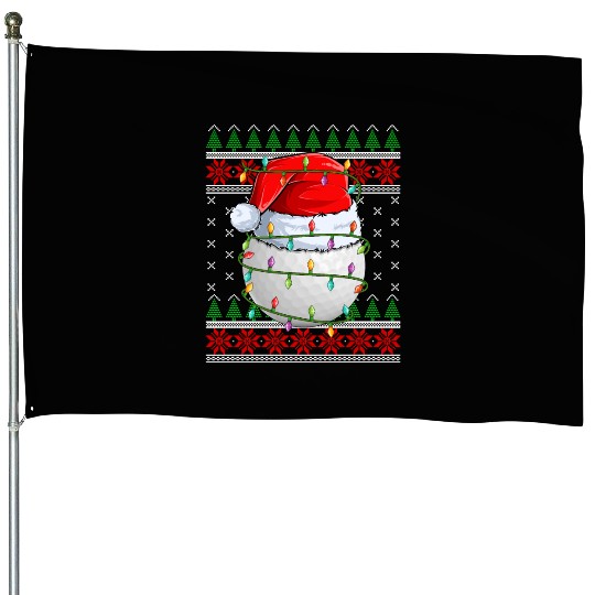 Golf Ugly Christmas Santa Hat House Flags