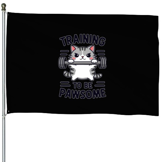 Cute Kitten - Training To Be Pawsome House Flags