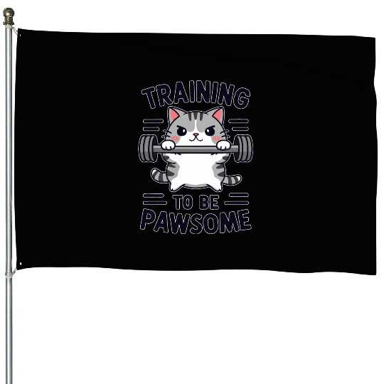 Cute Kitten - Training To Be Pawsome House Flags