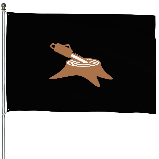 Chainsaw Tree Felling Lumberjack Forest Stump Wood House Flags