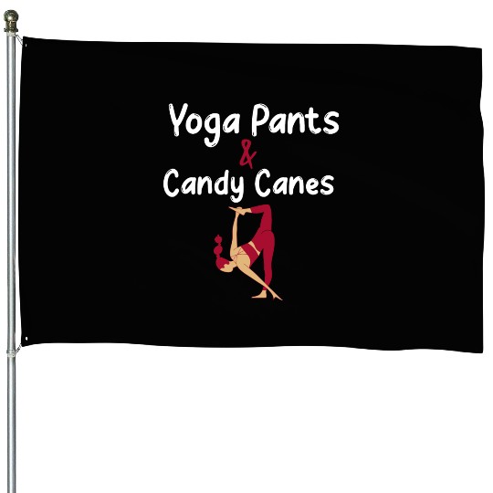 Yoga Pants & Candy Canes Christmas Yoga House Flags
