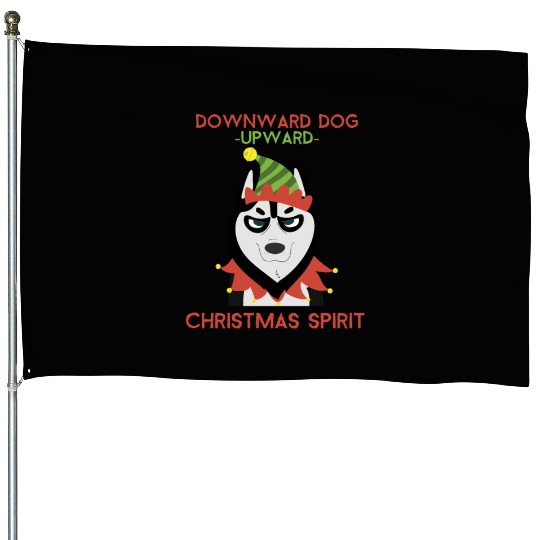 Downward Dog, Upward Christmas Spirit House Flags