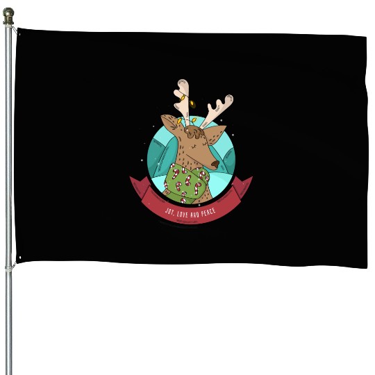 Cozy Reindeer Christmas Cheer House Flags