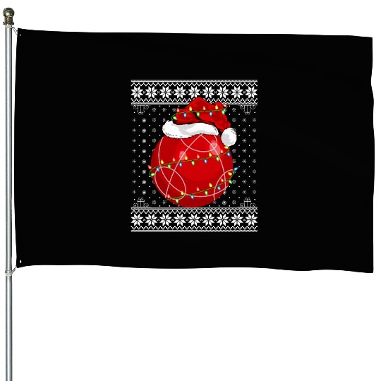 Bocce Player Ugly Christmas House Flags