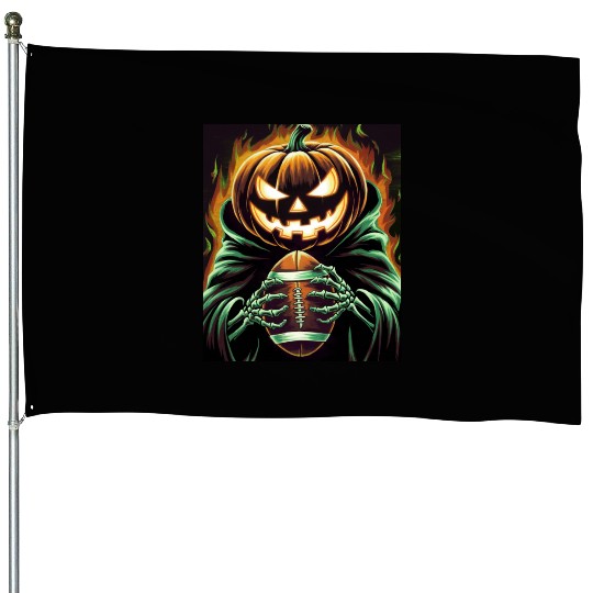 Spooky Halloween Football Jack-O'-Lantern pumpkin House Flags